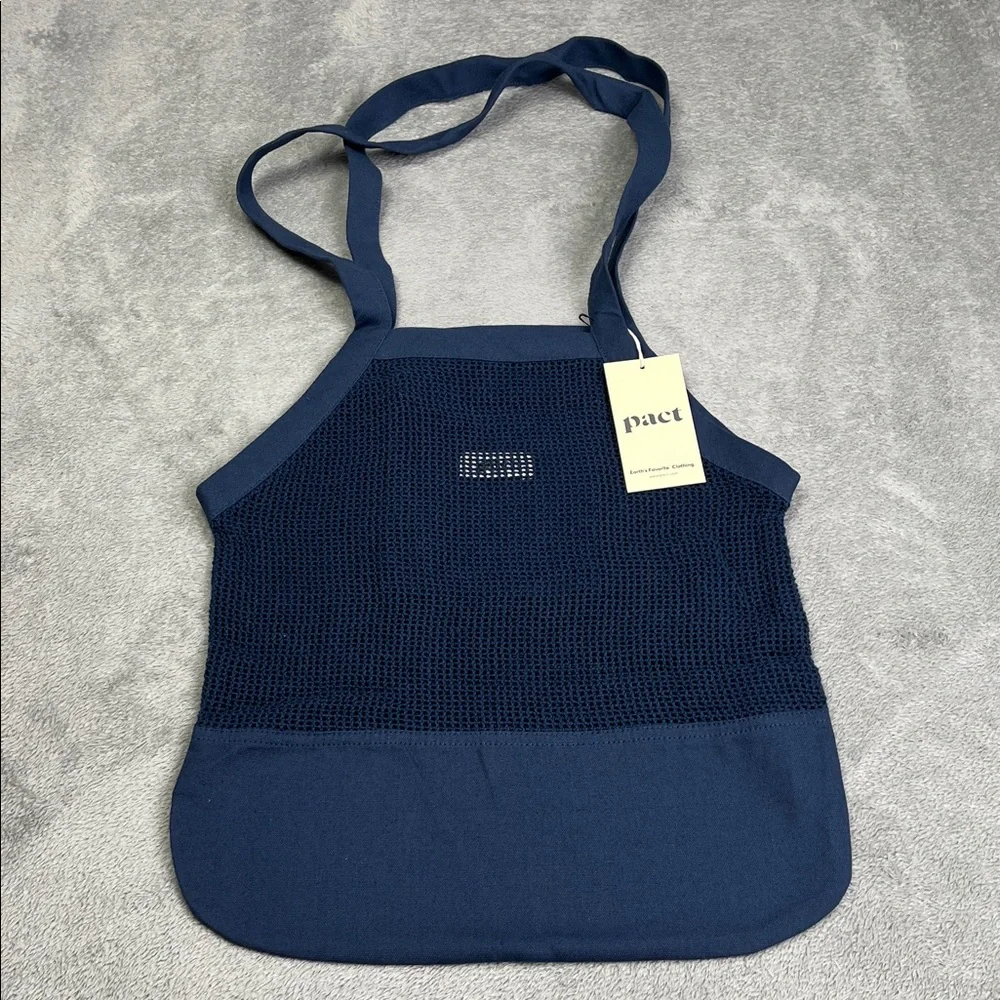 $12 Special NEW Pact 100% Organic Cotton French Navy Crochet Bag, Zipper Pocket‎